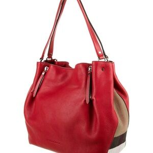 Burberry Brit Maidstone Red and Tan Leather Shoulder Bag